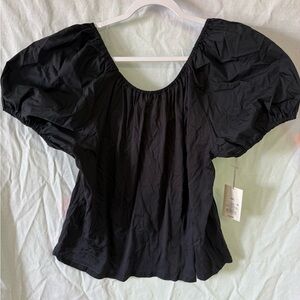 NWT Black Puff Sleeve Women's Top